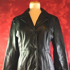 Wilsons Leather Black Leather Jacket, Notch Collar